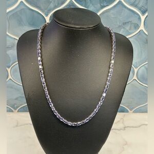 Dazzling Silver Necklace with Purple Accents